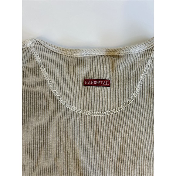 Hard Tail Womens Ribbed Cardigan Sweater Set Khaki Beige V Neck Sz Small READ - Picture 14 of 16